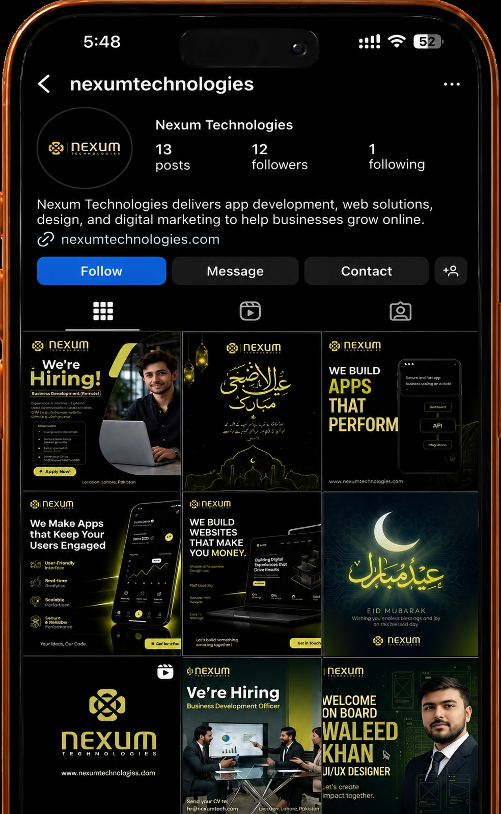 Instagram Profile on Phone